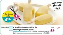 Maximo La Batade Gourmande 4 Maxi-bâtonnets vanille enrobage chocolat blanc offre