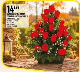 La Foir'Fouille JARDINIÈRE 24 ROSES ET FLEURS GYPSOPHILES ARTIFICIELLES offre
