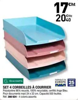 Hyperburo EXACOMPTA SET 4 CORBEILLES À COURRIER offre