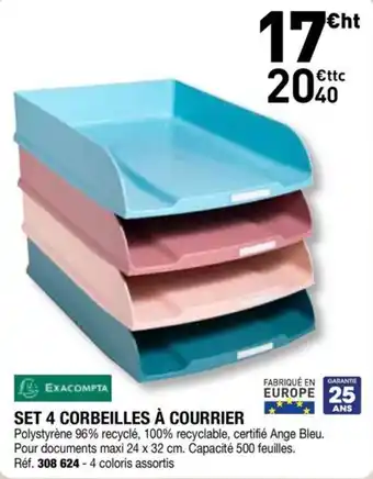 EXACOMPTA SET 4 CORBEILLES À COURRIER
