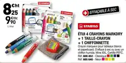 Hyperburo STABILO ÉTUI 4 CRAYONS MARKDRY + 1 TAILLE-CRAYON + 1 CHIFFONNETTE offre