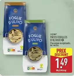 ALDI CUCINA PÂTES FEUILLES D'OLIVIER offre