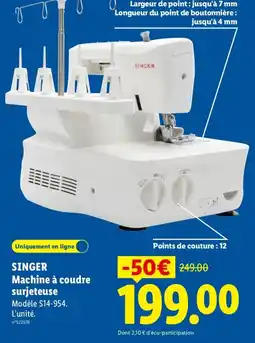 Lidl SINGER Machine à coudre surjetuese offre