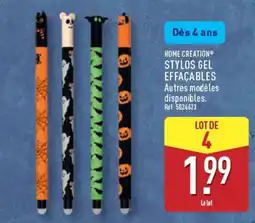 ALDI HOME CREATION STYLOS GEL EFFAÇABLES offre
