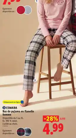 Lidl Esmara bas de pyjama en flanelle femme offre