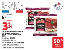 Auchan CHARAL Grav lax de bœuf en carpaccio offre