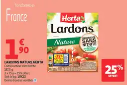 Auchan Herta Lardons Nature offre