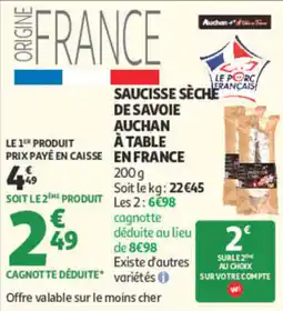 Auchan Auchan a table en france saucisse sèche de savoie offre