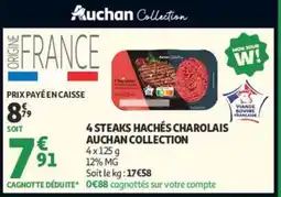 Auchan Auchan Collection 4 Steaks Hachés Charolais offre