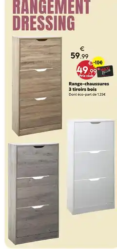Maxi Bazar Range-chaussures 3 tiroirs bois offre