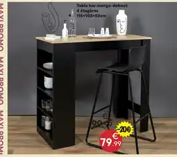 Maxi Bazar Maxi promo table bar mange-debout 4 étagères offre