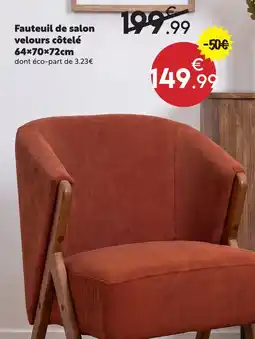 Maxi Bazar Fauteuil de salon velours côtelé offre