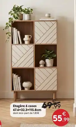 Maxi Bazar Etagère 6 cases 67.6 x 32.3 x 115.8 cm offre