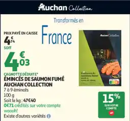 Auchan Auchan Collection Émincés de saumon fumé offre