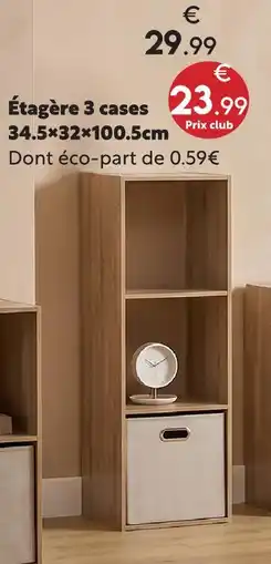 Maxi Bazar Étagère 3 cases 34,5 × 32 × 100,5 cm offre