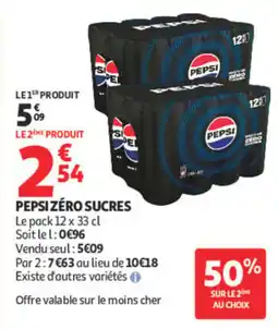 Auchan PEPSI ZÉRO SUCRES offre
