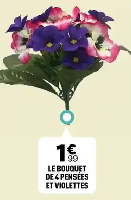 Centrakor Le bouquet de 4 pensées et violettes offre