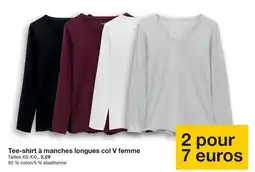 Zeeman Tee-shirt a manches longues col v femme offre