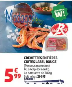 Auchan Label Rouge Crevettes entières cuites offre
