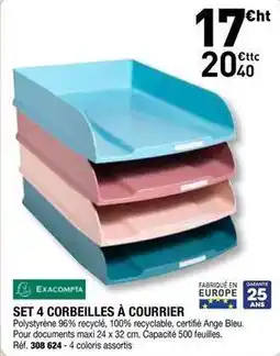 Hyperburo Exacompta - set 4 corbeilles à courrier offre