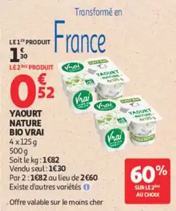 Auchan Vrai Yaourt Nature Bio offre