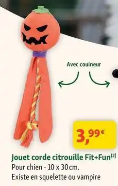 Maxi Zoo Fit+fun - jouet corde citrouille offre