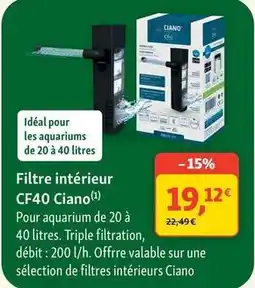 Maxi Zoo Ciano - filtre intérieur cf40 offre