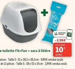 Maxi Zoo E toilette fit+fun + sacs à litière offre