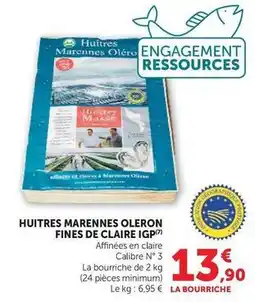 Hyper U Oléron - huitres marennes fines de claire igp offre