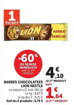 Hyper U Nestlé - barres chocolatees lion offre