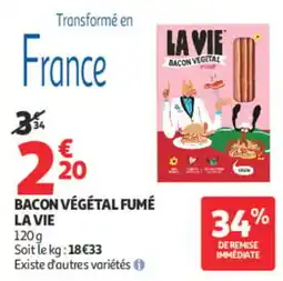 Auchan LA VIE Bacon végétal fumé offre