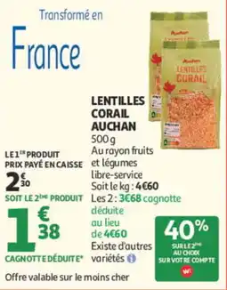 Auchan Auchan Lentilles Corail offre