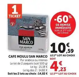 Hyper U San marco - cafe moulu pur arabica/intenso offre