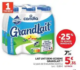 U Express Candia - lait uht demi-ecreme grandlait offre
