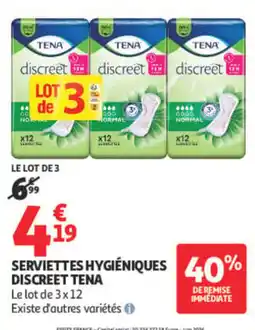 Auchan TENA Serviettes hygiéniques Discreet offre