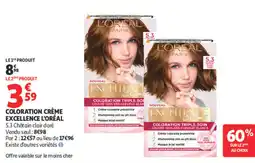 Auchan L'ORÉAL COLORATION CRÈME EXCELLENCE offre