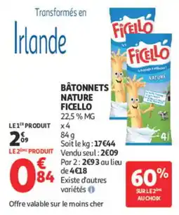 Auchan Ficello Bâtonnets Nature offre