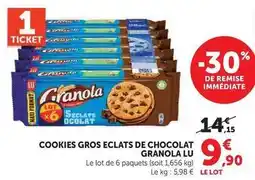 Hyper U Lu - cookies gros eclats de chocolat granola offre