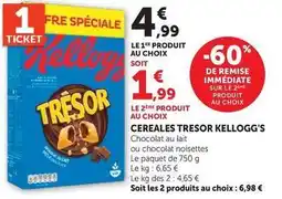 Hyper U Kellogg's - cereales tresor chocolat au lait/noisettes offre