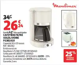 Auchan Moulinex CAFETIÈRE FILTRE SOLEIL IVOIRE offre