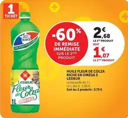 U Express Lesieur - huile fleur de colza riche en omega 3 offre