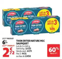 Auchan SAUPIQUET THON ENTIER NATURE offre