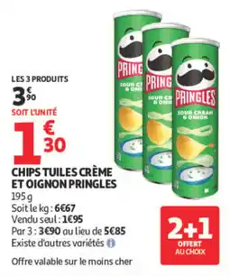Auchan PRINGLES Chips tuiles crème et oignon offre