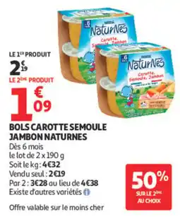 Auchan NaturNes BOLS CAROTTE SEMOULE JAMBON offre