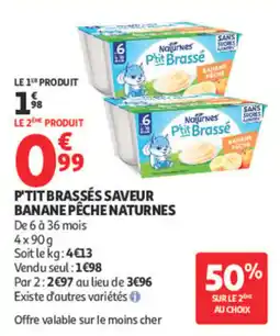 Auchan Naturnes P'tit Brassé saveurs banane peche offre