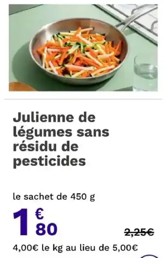 Julienne de légumes sans résidu de pesticides