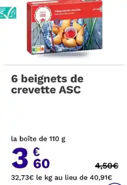 Picard picase 6 beignets de crevette ASC offre