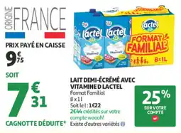 Auchan Lactel Lait demi-écrémé avec vitamine D offre