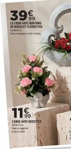 Centrakor LE CŒUR AVEC BOUTONS DE ROSES ET FLEURETTES offre