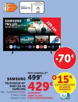 Hyper U Samsung - téléviseur 43 mini led 4k offre